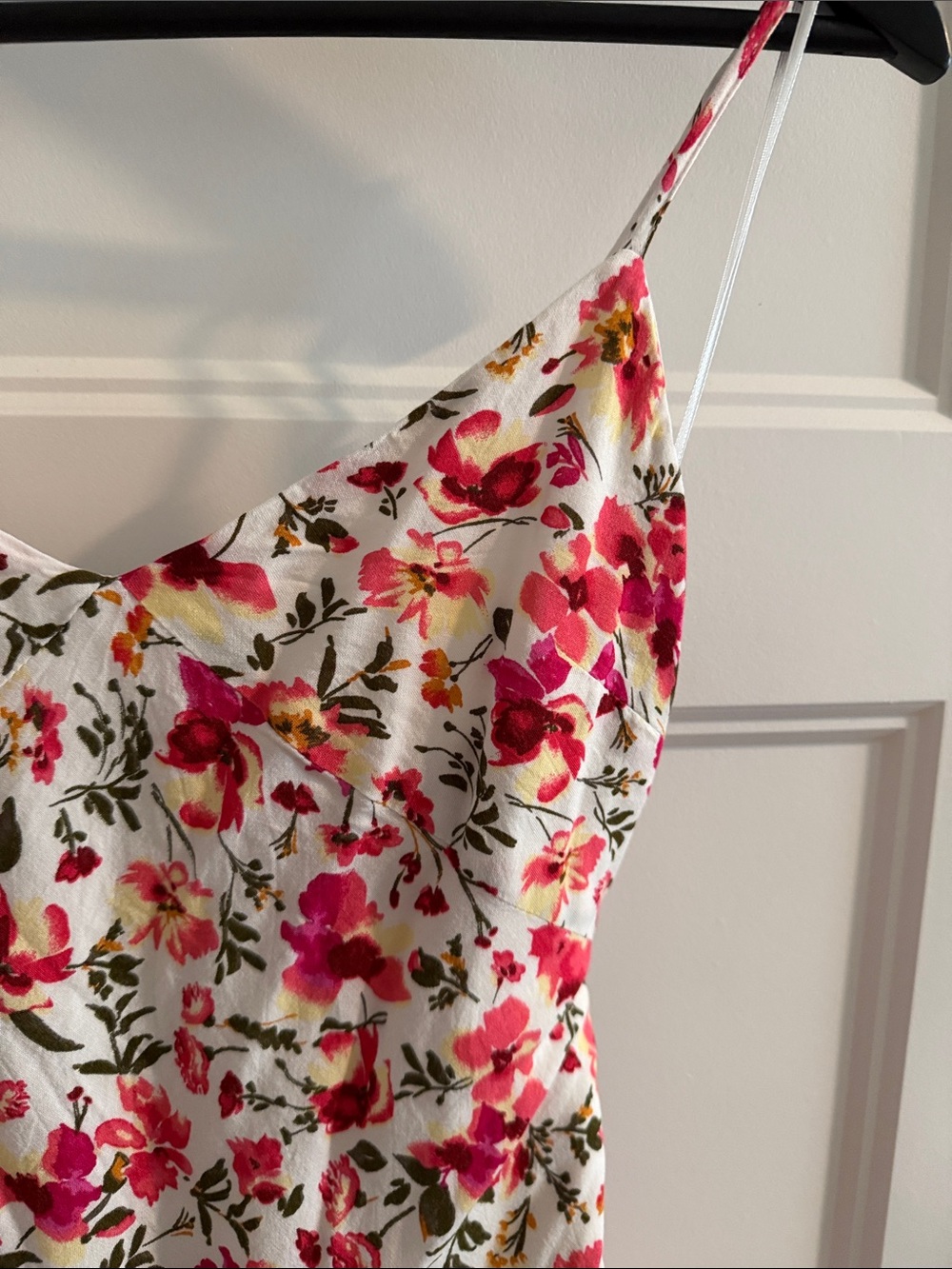 Floral Pink & White Spaghetti Strap Slip Dress